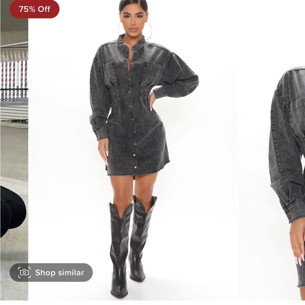 Overcast Mini Denim Dress- Fashion Nova